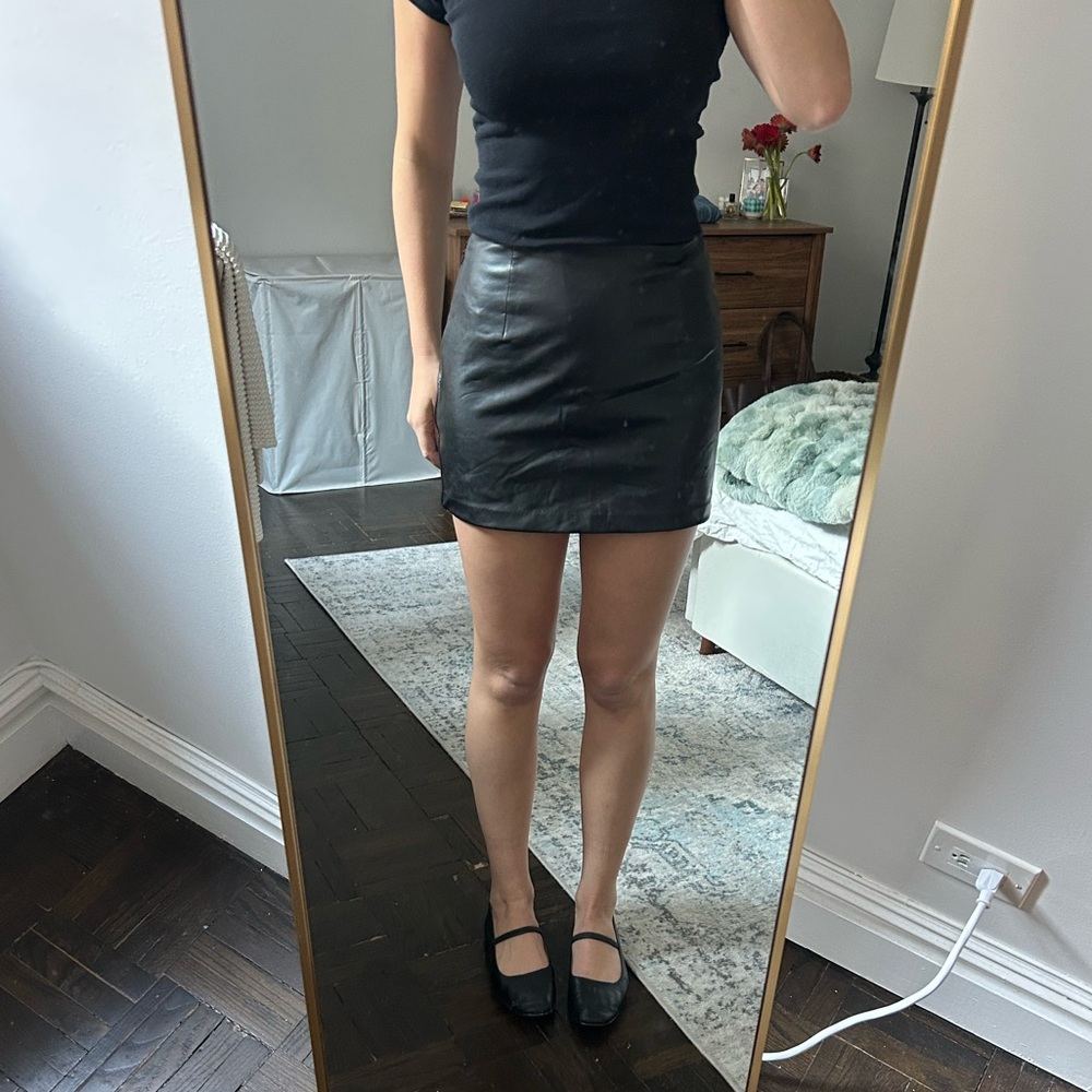 Abercrombie & Fitch Black Leather Mini Skirt